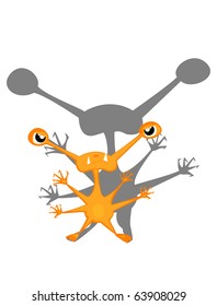 cartoon yellow monster with big terrible shadow. vector1