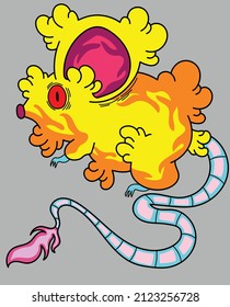 cartoon yellow mouse with long tail