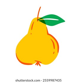 Cartoon yellow pear. Vector fruit