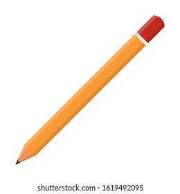 Cartoon yellow pencil sharpened isolated on white background. Vector illustration for any design.