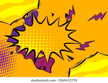 Cartoon Yellow and purple background, comic book backdrop. Retro vector comics pop art design.