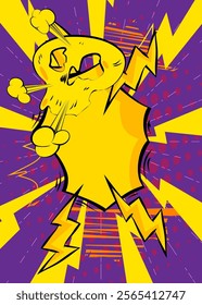 Cartoon Yellow and purple background, comic book backdrop. Retro vector comics pop art design.