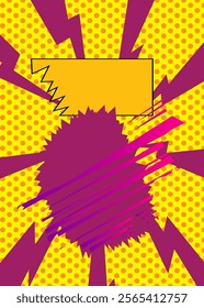 Cartoon Yellow and purple background, comic book backdrop. Retro vector comics pop art design.