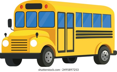 Cartoon  yellow school bus, back to school vector illustration design.
