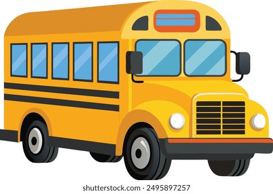 Autobús escolar amarillo de dibujos animados, diseño de Ilustración vectorial de regreso a la escuela.