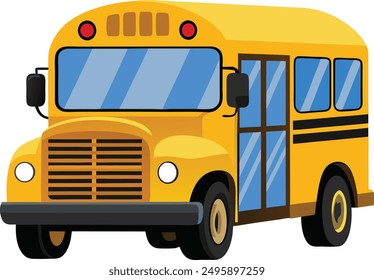 Autobús escolar amarillo de dibujos animados, diseño de Ilustración vectorial de regreso a la escuela.