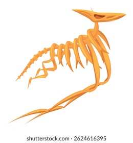 Cartoon yellow skeleton of dinosaur lizard running on four legs