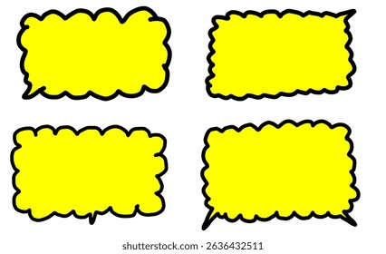 Cartoon yellow speech bubble shapes, perfect for banners, comics, or creative text design