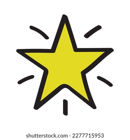 CARTOON YELLOW STAR WITH BLACK OUTLINE