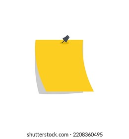 Cartoon yellow sticky note icon. Clipart image isolated on white background