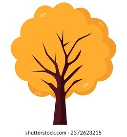 Cartoon yellow tree. Vector illustration