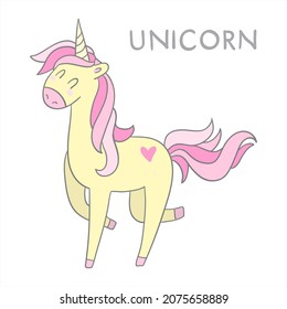 cartoon yellow unicorn vector image