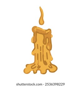 Cartoon yellow wax candle for design isolated on white. Vector illustration