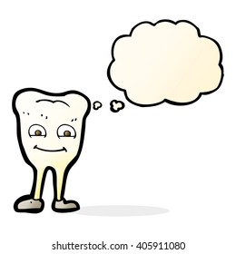 caricatura dientes amarillentos con burbuja de pensamiento