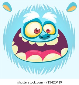 Cartoon yeti face. Vector bigfoot snowman. Design for t-shirt print, sticker or illustration 