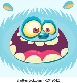 Cartoon yeti face. Vector bigfoot snowman. Design for t-shirt print, sticker or illustration 