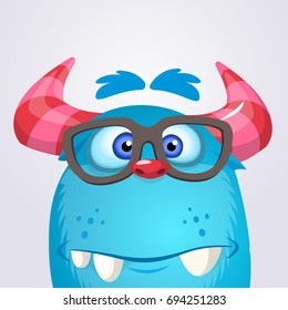 Cartoon yeti monster wearing glasses. Vector illustration of bigfoot sasquatch