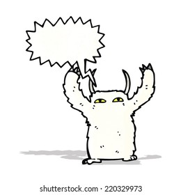 cartoon yeti with speech bubble