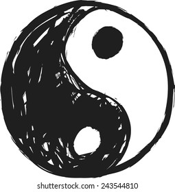 cartoon ying and yang, vector design element