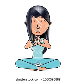 cartoon yogi woman icon