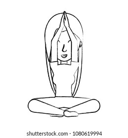 cartoon yogi woman icon