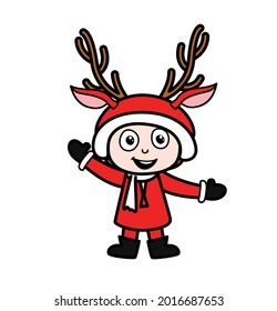 Dibujo de un joven niño de la época de Navidad Ilustración