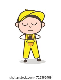 Cartoon Young Boy Doing Prayer Vector Illustration