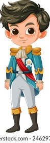 Cartoon of a young boy dressed as a prince