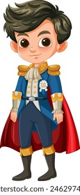 Cartoon of a young boy dressed as a prince