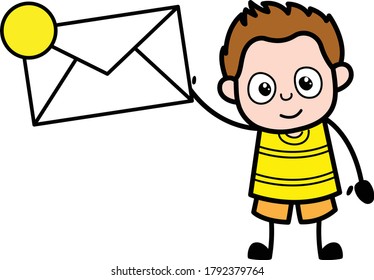 Cartoon Young Boy holding Envelope