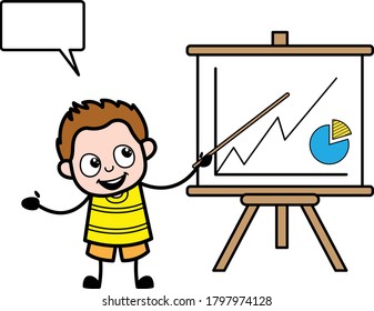 Cartoon Young Boy with Presentation Baord Character Design Illustration