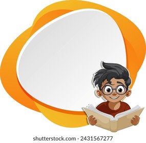 Karikatur eines kleinen Jungen, der eifrig ein Buch liest