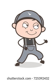 Cartoon Young Boy Running Pose Vector Illustration