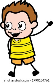 Cartoon Young Boy saying Hello