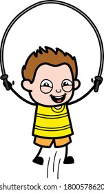 Cartoon Young Boy Skipping Rope Character Design Illustration