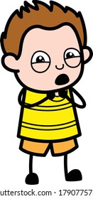 Cartoon Young Boy Surprised in Fear Design Illustration
