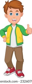 cartoon young boy thumbs up