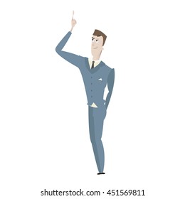 Cartoon young business man character vector illustration isolated over white