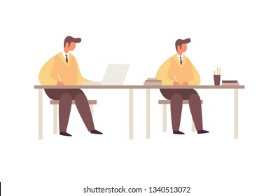 Cartoon Young Businessmen Working Table On Stock Vector (Royalty Free ...