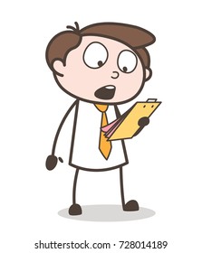 Cartoon Young Candidate Reading Message in Seminar Vector