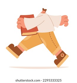 Un personaje joven de caricatura caminando