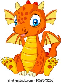 Cartoon Young Dragon Sitting