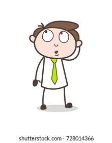 Cartoon Young Executive Thinking Expression Vector