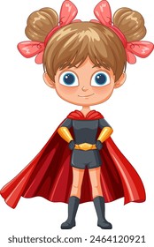 Cartoon of a young girl dressed as a superhero