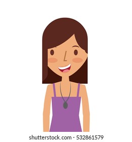 cartoon young girl smiling and wearing casual clothes over white background. colorful design. vector illustration