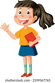 Cartoon young girl speaking illustration