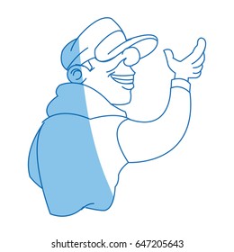 cartoon young guy graffiti with jacket cap