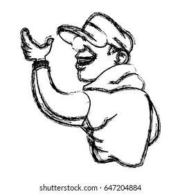 cartoon young guy graffiti sketch