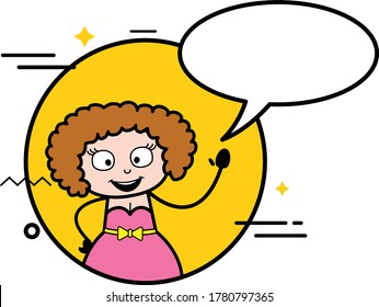 Cartoon Young Lady with Chat Bubble