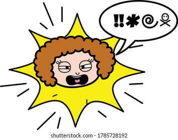 Cartoon Young Lady Shouting und Missbrauch
